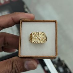 10kt Real Gold Nugget Ring For Men Size 7.5 Weight 4.88 Gm Top Part 15.2*15mm Solid Style Please Check The Picture Carefully To Understand The Size Of The Ring 100% Authentic 10kt Gold Not A Gold Filled Or Not A Gold Plated Never Change Color Or Never Fade Never Tarnish Comes In A Gift Box Formal 14k Gold Nugget Signet Ring, Classic Yellow Gold Nugget Ring, Mens Gold Nugget Ring, 14k Gold Nugget Jewelry Gift, Gold Nugget Ring, Gold Nugget, Never Fade, Never Change, Ring For Men