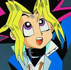 an anime character with blonde hair and blue eyes