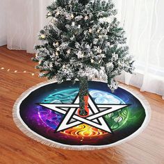 Wicca pentagram pagan Christmas Tree Skirt-MoonChildWorld Pagan Christmas Tree, Wicca Christmas, Pagan Tree, Witch Tree, Wicca Pentagram, Wiccan Home, Pagan Christmas, Pagan Yule, Witch Home Decor