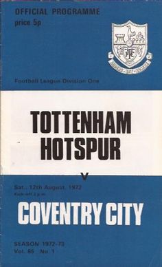 an old book with the title written in black and white, on blue paper that reads tottenham hotspur