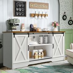 a coffee and tea bar in a living room