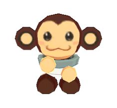 a pixellated monkey sitting on top of a white table next to a gray wall