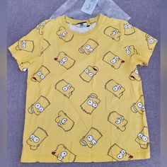 New And Unworn Item Purchased From Etsy Seller. Classic Crewneck Short Sleeve T Shirt. Bart Simpson Faces On Front And Back. Cute Yellow Shirt With Graphic Print, Cute Yellow Crew Neck Top, Cute Yellow Shirt With Letter Print, Fun Yellow Tops With Funny Print, Fun Yellow Tops With Graphic Print, Trendy Yellow Tops With Character Print, Cute Yellow Top With Graphic Print, Yellow Funny Print Top For Summer, Cute Yellow Top With Character Print