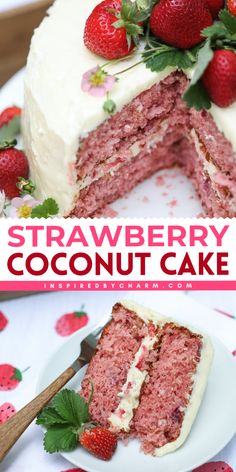 Bake up this strawberry coconut cake recipe! It's an easy Labor Day party food. Paired with fresh strawberries and coconut frosting, this strawberry layer cake is such a fun summer dessert! Save this pin! Strawberry Coconut Cake, Strawberry Layer Cake, Easy Labor, Brunch Cake, Easy No Bake Cheesecake, Delicious Cake Recipes, Different Cakes, Easy Homemade Recipes, Box Cake Mix