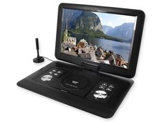 a portable dvd player with an external camera attached to it