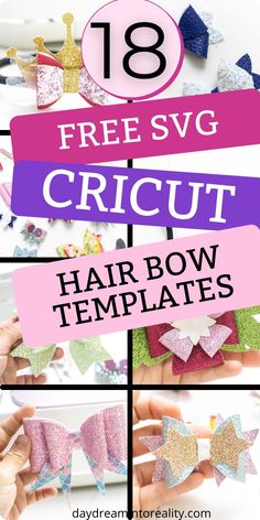 the instructions for how to make paper bows with cricut hair bow templates