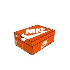 an orange nike box sticker on a white background