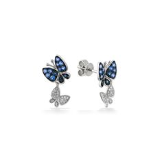 773042 - 14K White Gold - Effy Butterflies Dangle Stud Earrings Sapphire Earrings, Quince, Blue Sapphire, Butterflies, Sapphire, Diamonds, White Gold, Stud Earrings, Drop Earrings