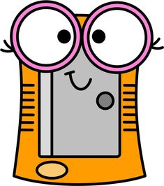 an orange and white cartoon with pink glasses on it's face, looking into the mirror