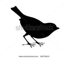 a black and white silhouette of a bird with its beak open, on a white background