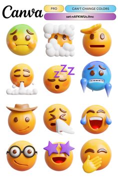 an image of many different emoticions on a white background