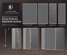 the instructions for how to install an enclosed shower room with glass doors and hardware on both sides