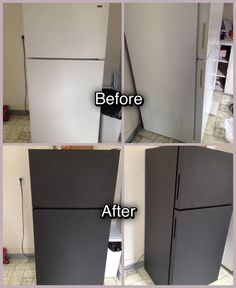 the before and after pictures of a refrigerator