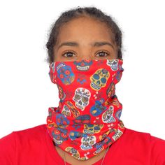 Visit MaskMarket.com to get this Day of the Dead Gaiter! For every mask sold, one mask is donated to an organization in need of PPE! Personal Protective Equipment, Face Cover, Day Of The Dead, Stretchy Material, Functional Design, Moisture Wicking, Face Mask, Pattern, How To Wear