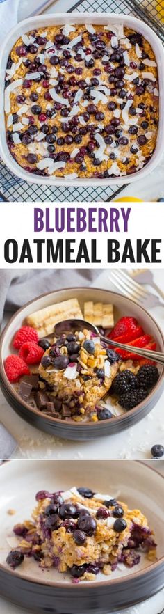 blueberry oatmeal bake with berries on top and in the bottom