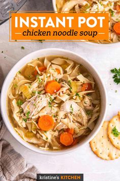 Our favorite way to make chicken noodle soup! This Instant Pot chicken noodle soup is the best, it's comforting and so flavorful! Make it with fresh or frozen chicken. Instant Pot Chicken Noodle Soup, Instant Pot Chicken Noodle, Best Chicken Noodle Soup, Best Pressure Cooker Recipes, Easy Pressure Cooker Recipes, Chicken Noodle Soup Easy, Kitchen Top, Instant Pot Soup Recipes