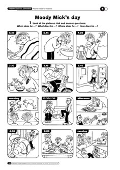 the cartoon character worksheet for mood mick's day is shown in black and white