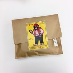 a brown envelope with a sticker on it that says zippy the pirate,