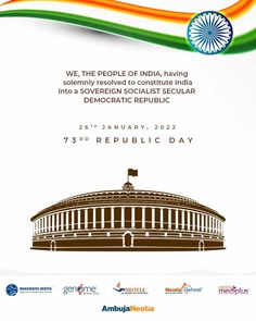 January 26 commemorates the adoption of the Independent #Constitution of #India. Today we celebrate its 73rd annual milestone with the #preamble to the constitution. Happy #RepublicDay2022 to all. #RepublicDay #BRAmbedkar #PoornaSwaraj #73rdRepublicday #Healthcare #AmbujaNeotia We The People Constitution, The Preamble, B R Ambedkar, Happy Republic Day