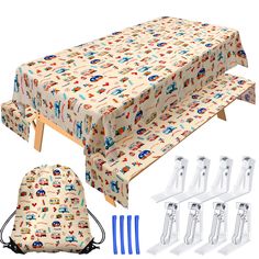 the table cloth is set up and ready to be used as an infant's bed