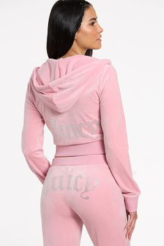 OG Big Bling Velour Hoodie  | Juicy Couture Juicy Couture Track Suit, Juicy Couture Clothes, Juicy Tracksuit, Pink Tracksuit, Juicy Couture Tracksuit, Velour Hoodie, Pink Bling, Velvet Pants, Colorful Hoodies