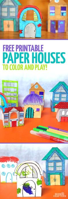 paper houses with the title free printable paper houses to color and play on them