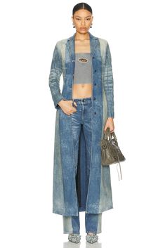 79% cotton 20% hemp 1% spandex.  Made in Tunisia.  Machine wash.  Zip fly with button closure.  5-pocket styling.  Low-rise fit.  Two-tone denim fabric.  .  .  .  .  .  .  .  .  . Dusters For Women, Denim Duster, Long Denim Jacket, Distressed Denim Jacket, Cropped Tube Top, Denim Fabric, Tube Top, Distressed Denim, Low Rise