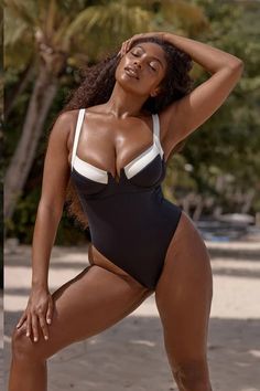 Clovelly One Piece - Black/Ivory Underwire One Piece, Swimsuit Sale, Design Clothes, Swim Wear, Womens Bathing Suits, Black Swimsuit, Knitting Women