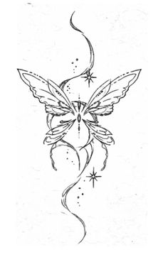 a drawing of a butterfly with stars on it's wings