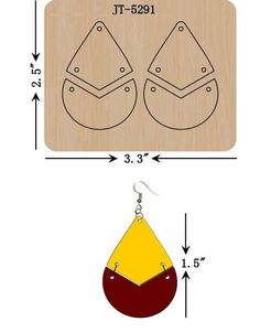 a pair of earrings is shown with measurements for the shape and size, as well as how