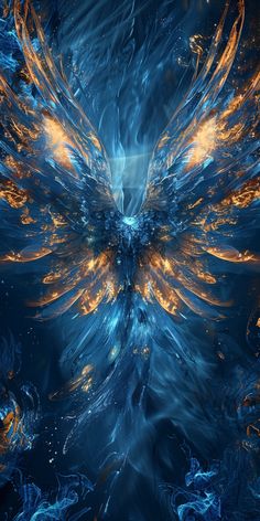 #BlueAndGoldBackground #IllusoryLightWings #SpecialEffects Golden Wings Aesthetic, Blue Wings Aesthetic, Wings Made Of Light, Blue Fire Aesthetic, White And Gold, Gold Powers, Lightning Wings, Gold And Blue Wallpaper, Blue And Gold Aesthetic