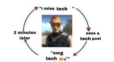 an image of a man with two faces and the caption'i miss tech '