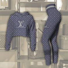 Each pair of leggings is constructed with 82% polyester, 18% spandex blend.Each all-over printed hoodie is constructed from a premium polyester blend that is ultra-soft and incredibly Vs Leggings, Louis Vuitton Blue, Crop Top Set, Crop Top Hoodie, Clothes Outfit, Fashion Aesthetics, Leggings For Women, Hot Outfits, Outfits With Leggings