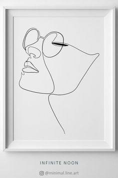 a black and white line drawing of a man's face with glasses on it