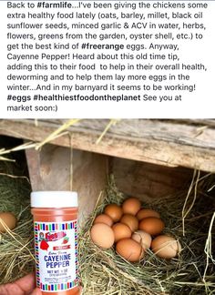 an image of eggs in the nest with text on it that reads, i've been giving chickens some sunflower seeds