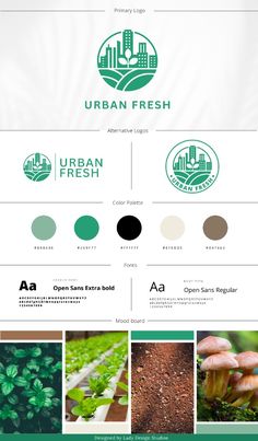 the urban fresh logo is shown in green and white colors, with images of plants