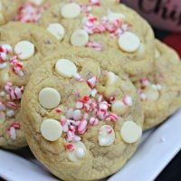 white chocolate chip cookies with sprinkles on a plate