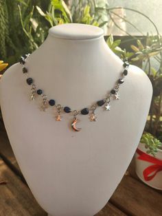 gorgeous lapis lazuli beads and steel charms  this necklace is 34cm around with 4cm extendable chain Bracelet Chevron, Bead Star, Nautical Decorations, Plant Diy, Keychain Ideas, Diy Collier, Chevron Bracelet, Merch Ideas, Lapis Lazuli Necklace