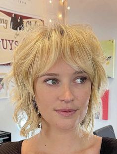 Layered Haircuts With Bangs Short, Shaggy Short Hair With Undercut, Short Blonde Shag Hairstyles, Styling A Short Shag Haircut, Shaggy Short Bob For Fine Hair, Shag Haircut Curly Short, Bold Haircut For Women, Shag Bob With Bangs Choppy Layers, Womens Short Shag Haircut