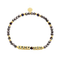 PRICES MAY VARY. MOM BRACELETS FOR WOMEN - A beautiful way to show your love and celebrate the mother-child bond! Comes with a sweet message card inside the box that fits any occasion. (ARMY MOM / Gold Plated / Gray) ARMY MOM BRACELET - Do you have an army mom and want to show her how much you support and honor her? Do you want to give her a gift that she will cherish and wear with pride? Then this beaded bracelet is the perfect choice for you! This bracelet is a wonderful way to express your gr Mom Bracelets, Letter Bracelets, Grandma Bracelet, Mom Bracelet, Birthday Mother, Sister Bracelet, Sweet Message, Mother Family, Navy Mom