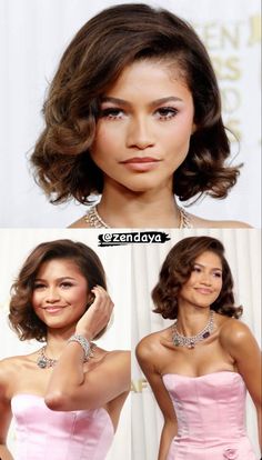 Zendaya Hairstyles Short, Glamorous Short Hairstyles, Strapless Dress Hairstyles Short Hair, Baroque Bob, Zendaya Short Hair, Curly Hair Formal, Butterfly Bob, Short Hair Looks, Italian Bob