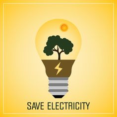 an electric light bulb with a tree inside it and the words save electricity above it