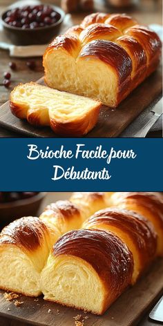 croissants on a cutting board with the words brioche facile pour debutants