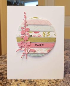 a handmade thank card with flowers on it