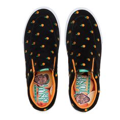 The Larry June Owen VLK is a mix of black suede with canvas underlays. Details include allover embroidered mini oranges with orange and green color highlights and custom art on the insole. Lakai Shoes, Larry June, Electric Skateboard Kit, Quad Skates, Color Highlights, Black Suede Shoes, Mens Shoes Black, Orange Shoes, Complete Skateboards