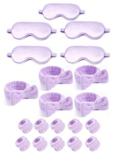 1 Person Set (4pcs)/5 Person Set (20pcs) (1/5 Headband + 2/10 Wristband + 1/5 Eye Mask) Spa Headband Bulk Pink Party Supplies Wristband Eye Mask For Women Wedding Birthday Overnight Party Gifts Purple    Polyester     Event & Party Supplies, size features are:Bust: ,Length: ,Sleeve Length: Sleepover Party Favors, Mask Spa, Pink Party Supplies, Pink Party Favors, Spa Headband, Purple Collar, Spa Party, Pink Party, Sleepover Party