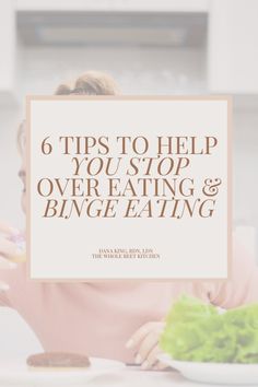 Get more insight into the differences between binge eating & over eating. And no matter where you fall on the spectrum use these tips to help learn how to decrease the frequency of these distressing eating experiences. #bingeeating #overeating #intuitiveeating #mindfuleating #wellnesstips #nutritiontips Food Rules