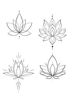 four different types of lotus tattoos