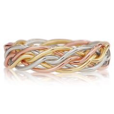 two tone gold and silver braid ring