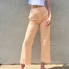 Mother Denim Pants In Peach/Orange Style Is “The Cinch Greaser” Size 29 The Cinch, Orange Style, Mother Jeans, Mother Denim, Peach Orange, Light Peach, Orange Fashion, Cinched Waist, Wide Leg Jeans